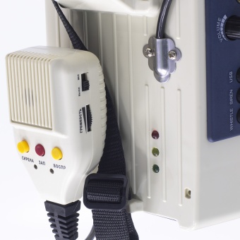 ЭМ-55сзпа электромегафон 75Вт спецсигналы (2 сирены, свисток) запись, USB/SD/mp3/AUX, Li аккумулятор