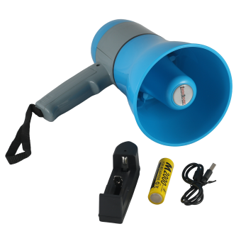 MG-619U/blue ручной мегафон 20Вт, сирена, Bluetooth, mp3 плеер, запись/воспр 260, Li аккумулятор, ЗУ